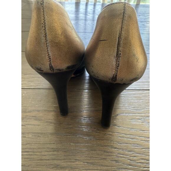 GUCCI ITALY Gunmetal Copper Gold platform shimmer classic pumps 6B Serial 171372 - Picture 7 of 11